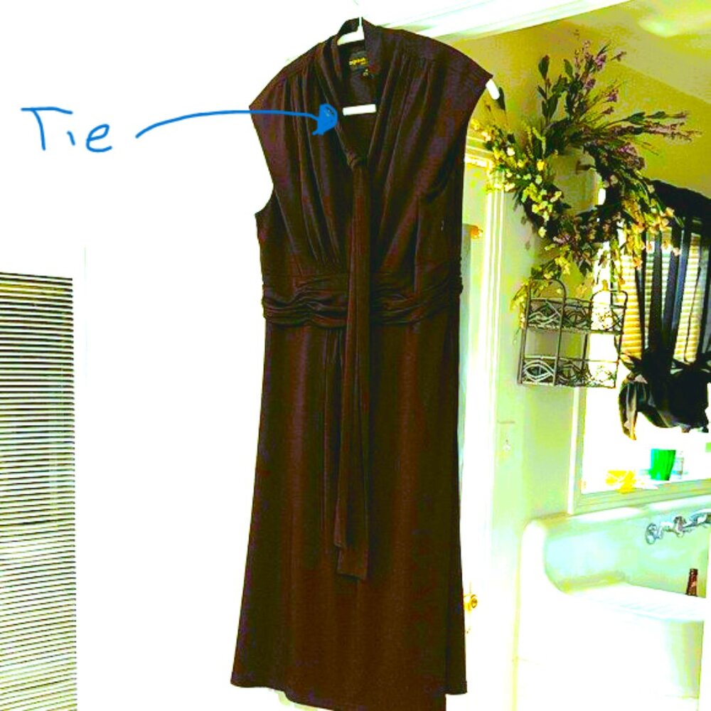 Donna Ricco BROWN Midi Dress WITH TIE IN THE FRONT.  GREAT QUALITY LUXURY RICH K